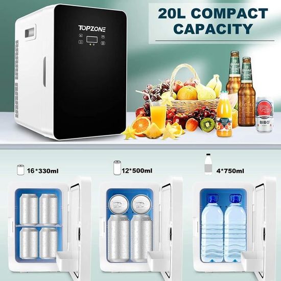 réfrigérateur compact portable 20L AC & DC Cooler/Warmer for Foods Dorm réfrigérateur avec affichage numérique et contrôle de la température Skincare Home Mini Frigo de Chambre 20L Car 