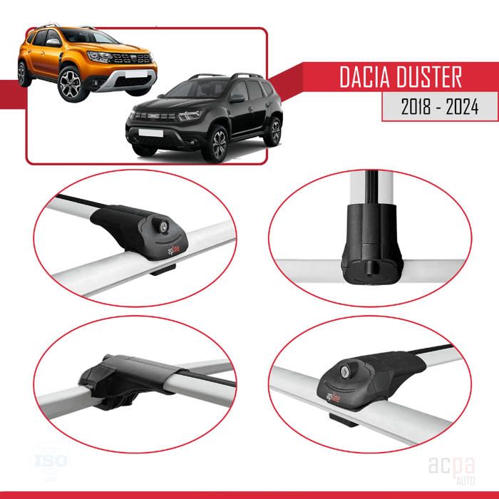 Barres de Toit pour Dacia Duster 3 (P1310) 2024-2026 FLY Model Railing Porte-Bagages de Voiture Gris Aluminium 2 Barres - Auto