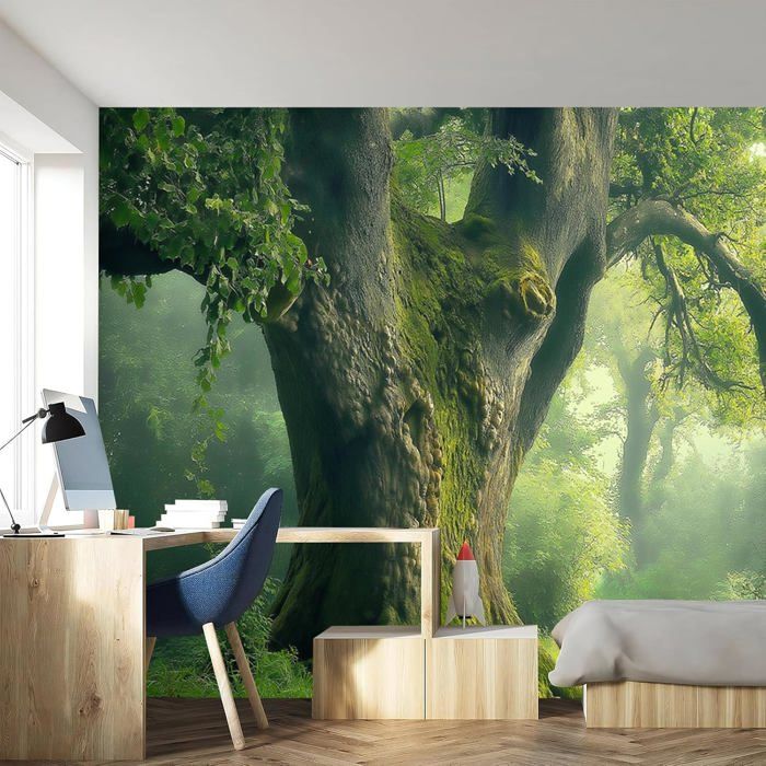 MERVOS Papier peint murale 3D autocollant pvc peinture murale eau coulant cascade paysage naturel salon chambre décoration papier peint