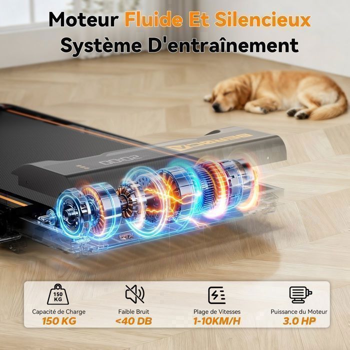 Tapis De Course Pliable Inclinable 3HP - 1-10 Km/h - Écran LED Et Télécommande - Charge Max 150 Kg - Idéal Pour Maison Et Bureau