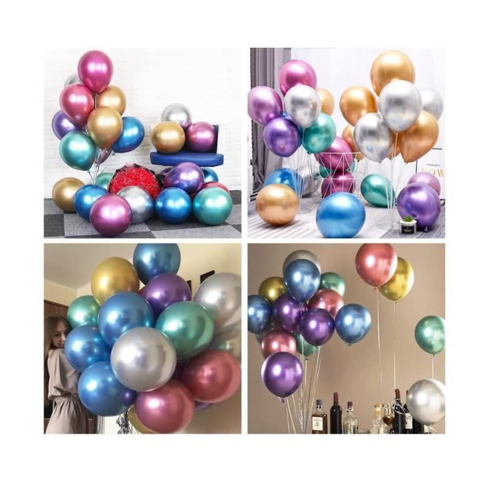Ballons En Latex Métallisé 5/10/12 Pouces - Lot Pour Fête Anniversaire, Mariage, Décoration