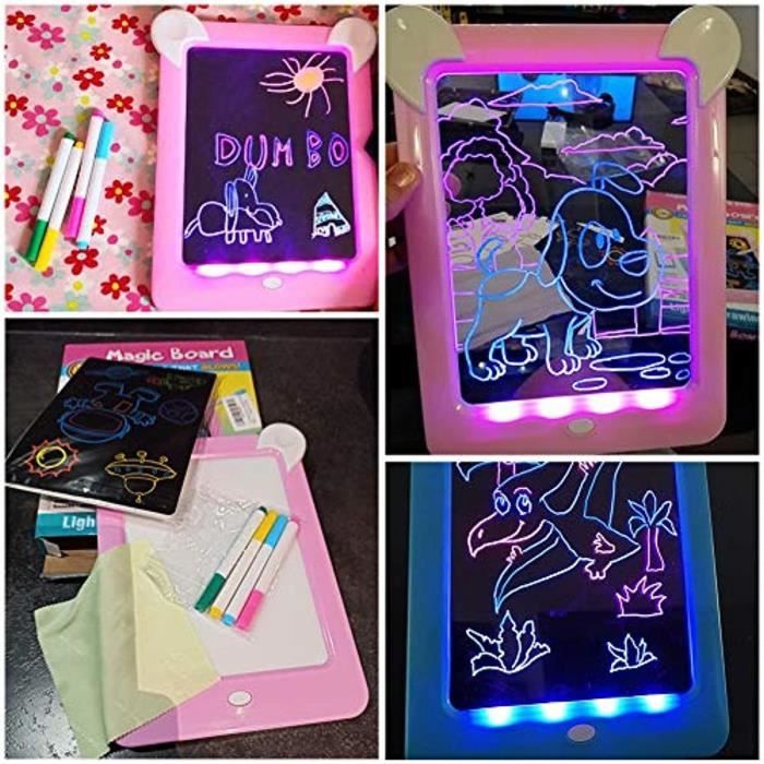 Tableau Magique Lumineux Pour Enfants - 8 Effets Lumineux, Dessin Réutilisable Avec Accessoires