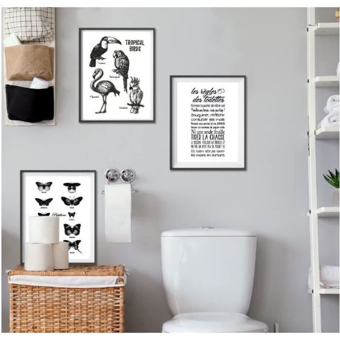 Poster les règles des toilettes. Affiche toilettes blanc brillant. Poster  Humour WC -Dimensions 30 x 40 cm - sans cadre - Cdiscount Maison
