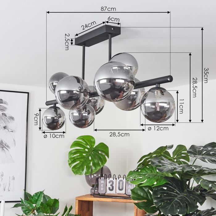 Plafonnier HOFSTEIN Chehalis, Plafonnier En Métal/verre Noir