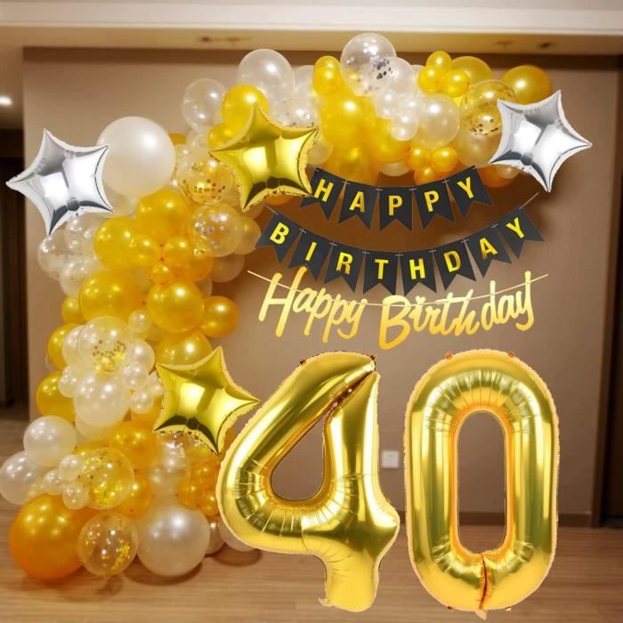 Décoration Anniversaire 40 Ans - Or Blanc - Arche Ballon Anniversaire