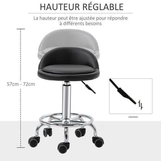HOMCOM Tabouret De Bar Avec Rangement Hauteur Réglable Tabouret De Bar Avec Rangement Hauteur Reglable Tabouret De Cuisine Rond Pivotant Revetement En Chenille Beige~22n1phhepto00