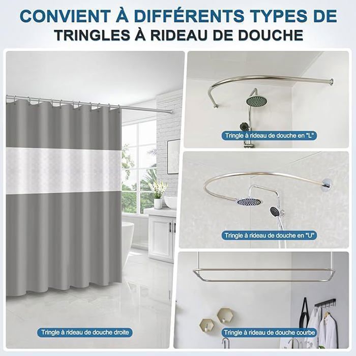 Rideau De Douche Fansu 90x180 Cm – Motif Tortue – Imperméable, Anti-moisissure – Avec 12 Crochets – Polyester Imprimé 3D, Lavable