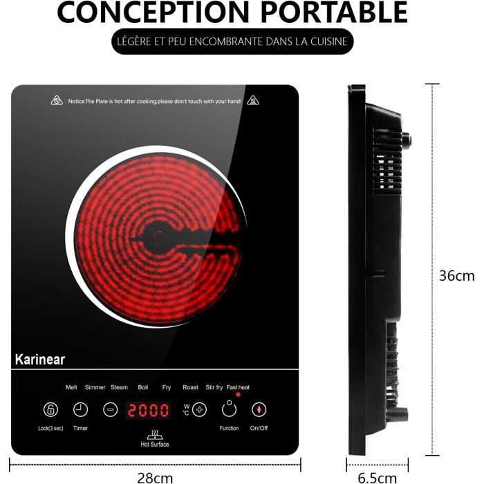 Plaque Vitrocéramique 1 Feu Portable, , Plaque Electrique Camping, 650