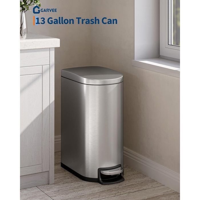 Poubelle à Pédale Argent 50L - Design Fin Pour La Cuisine