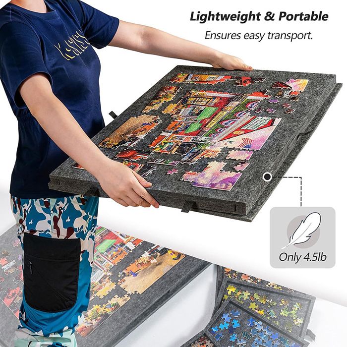 Planche De Puzzle Inclinable Avec 6 Tiroirs Et Housse – Pour 1000 Pièces, Pliable, Antidérapant, Support Réglable