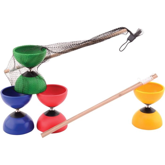 Diabolo à triple roulement avec bâtons et cordes, vert | BE
