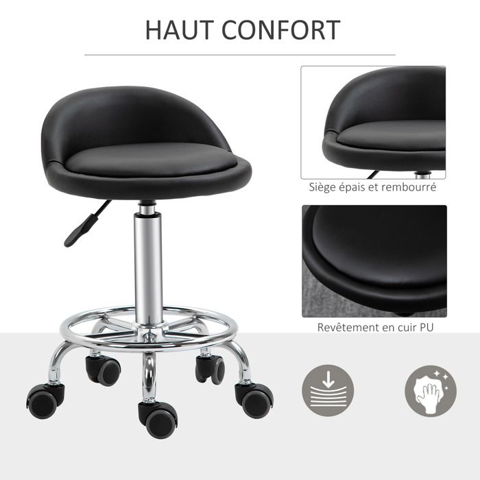 Casaria Tabouret à roulettes Set de 2 réglable en Hauteur 51-65 cm Rembourrage 10 cm pivotable 360 °C Repose-Pieds Tabouret de Bureau Noir Casaria Tabouret à roulettes Set de 2 réglable en Hauteur 51-65 cm Rembourrage 10 cm pivotable 360 °C Repose-Pieds Tabouret de Bureau Noir
