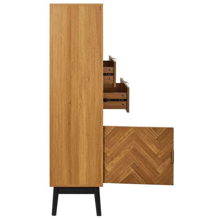 HOME DECO FACTORY Bois Et Metal Abbott Mobilier Meuble TV Tele Television Salon HD6626 Noir