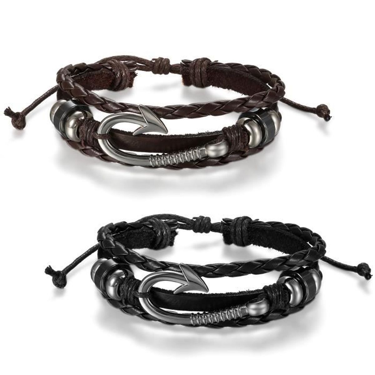 Bracelet en cuir et perles style surfeur reglable mixte Homme Femme 5 Bracelet en cuir et perles style surfeur reglable mixte Homme Femme 5