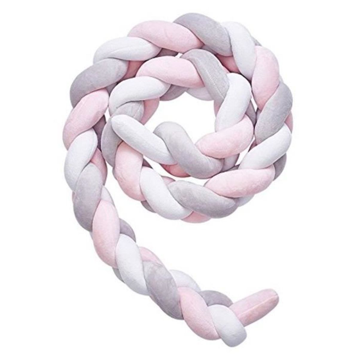 blanc MARGUERASTour de lit coussin 200CM Serpent Coussin Tressé pare-chocs Velours Protection bébé sécurité 