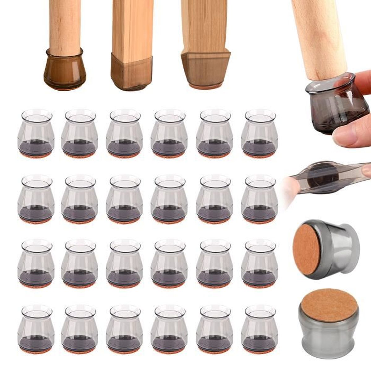 Patins pour meubles VOCOSTE M8 x 20mm x 30mm Pied Nivellement réglable Patin visser Jambe Table Chaise Protection Sol 16Pcs - Bricolage