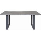 Table de repas - ATHM DESIGN - NIVEN - Plateau Acacia Massif - Pieds Metal - Gris