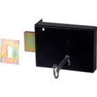 Serrure en applique noire gauche pêne dormant seul - Clé L - Axe à 40 mm - Série 461 - DOM
