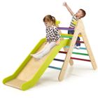 DREAMADE Ensemble d'Escalade Triangulaires 3 en 1 avec Toboggan en Bois Triangle d'Escalade pour Grimper & Glisser pour Enfant