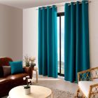 DECO STARS Rideau occultant uni avec 8 œillets Bleu Canard 140x240 cm