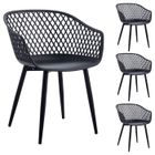 IDIMEX Lot de 4 chaises MADEIRA pour salle à manger ou cuisine au design retro avec accoudoirs, coque en plastique noir et 4 pieds en