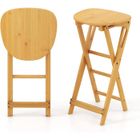 RELAX4LIFE Lot de 2 Tabourets de Bar Pliants en Bambou avec Repose-pieds, Chaise à Manger Portable Charge 150 kg, 36 x 33 x 61 cm