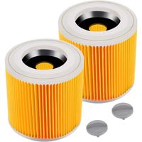 Lot de 2 filtres à cartouche pour Kärcher WD3 Premium, WD2, WD3, WD3P, MV2, MV3 - Filtre WD3 - Filtre de rechange pour aspirateur 