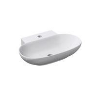 Mai & Mai Lave main évier vasque 56x38,5x12 cm en céramique blanc ovale lavabo sans trop-plein à poser BR899