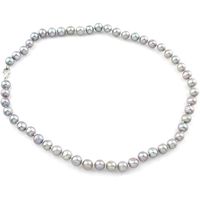 TreasureBay Superbe collier de perles d'eau douce naturelles grises 7-8 mm pour femme 44 cm
