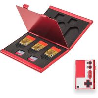 Étui pour Cartes de Jeu Nintendo Switch,Compatible avec Cartes Micro SD Nintendo Switch en Aluminium Fin 10 en 1 Red Button