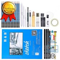 CONFO® Ensemble de crayons de croquis en métal stylo de surbrillance ensemble de 36 pièces fournitures de peinture d'art fusain