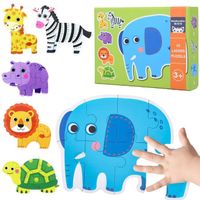 Puzzles pour les tout-petits âgés de 2, 3, 4 et 5 ans, puzzles de sol avec animaux de safari pour débutants, cadeaux éducatifs  N°1