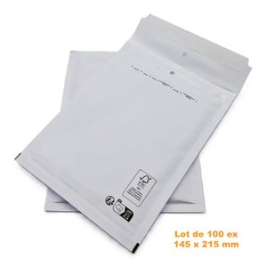 Lot De 100 Enveloppes à Bulles Blanche | Format 200 X 275 Mm | Protection Livres Et Objets Fragiles | Fermeture Autocollante | Idéal Pour Envois