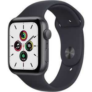 Apple Watch SE GPS - 2ème génération - 44 mm - Boîtier Silver Aluminium  avec Bracelet Sport Blanc (MNK23NF/A) - Apple Watch