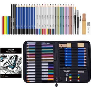 KIT DE DESSIN Professionnel Colore Crayons de Dessin 52 pièces A