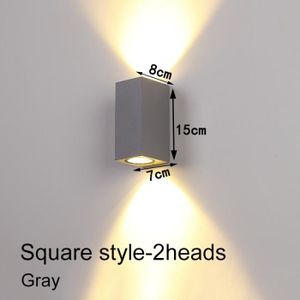 APPLIQUE  Gris carré-2heads - Applique Murale LED, étanche e