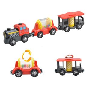 VOITURE À CONSTRUIRE Train de voyage - Ensemble de jouets de train électrique à batterie pour enfants, Voie en bois, Compatible av