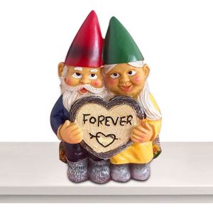 STATUE - STATUETTE   2 Pcs Décoration Voiture Couple Gnome | Belle Statue Gnome,Figurines Jardin Nains Drôles En Résine Pour Terrasse, Pelouse, D[m5188]