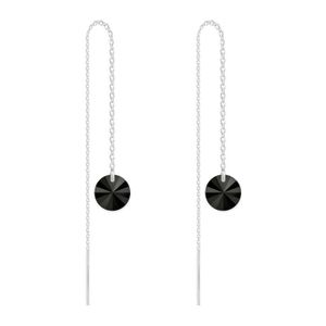 Boucles D'oreilles Chaîne En Argent 925 Avec Cristal Autrichien Rivoli 8mm - Neuf Avec étiquettes