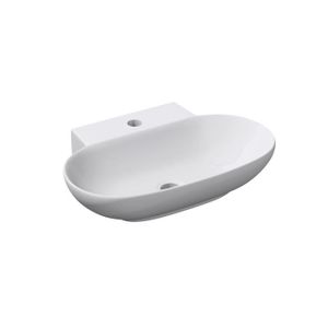 LAVABO - VASQUE Mai & Mai Lave main évier vasque 56x38,5x12 cm en céramique blanc ovale lavabo sans trop-plein à poser BR899