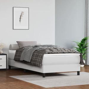 SOMMIER Sommier à ressorts de lit - CUQUE - Blanc - 90x190 cm - Similicuir
