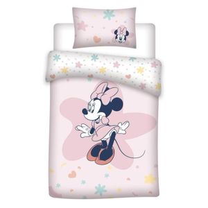 HOUSSE DE COUETTE ET TAIES Minnie Disney - Parure de Lit Bébé Coton, Housse de couette 100x140 cm, une Taie d’oreiller 40x60 cm