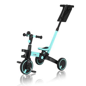 Tricycle Enfant 2-en-1 Avec Barre De Poussée, Frein, Et Grand Panier – De 18 Mois à 48 Mois