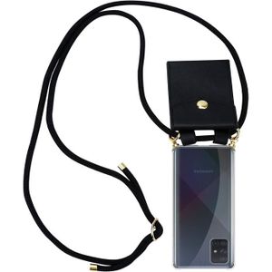 Ququcheng Coque Compatible avec Samsung Galaxy A41,Collier pour Étui Colliers de cellulaire Corde Silicone avec Cordon Case TPU Bumper pour Samsung Galaxy A41-Noir