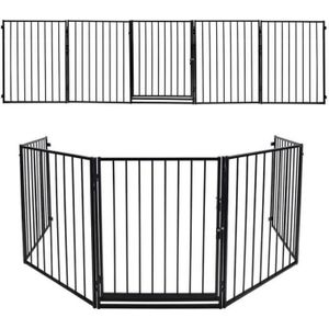 Barrière de sécurité Lola 73-82,5 cm, en bois + métal, grise (ext