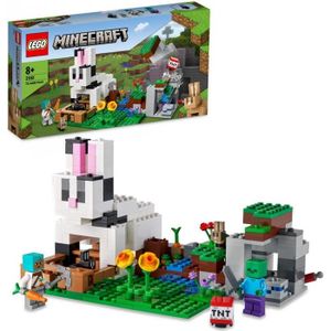 ASSEMBLAGE CONSTRUCTION LEGO 21181 Minecraft Le Ranch Lapin, Jouet, avec Figurines Animaux de la Ferme, Zombie, TNT, Garçons et Filles Dès 8 Ans