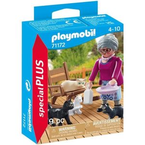 FIGURINE - PERSONNAGE PLAYMOBIL 71172 City Life - Grand-mère avec chats