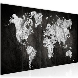 TABLEAU - TOILE Runa art Tableau Décoration Murale Carte du Monde 200x80 cm - 5 Panneaux Deco Toile Prêt à Accrocher 002955a
