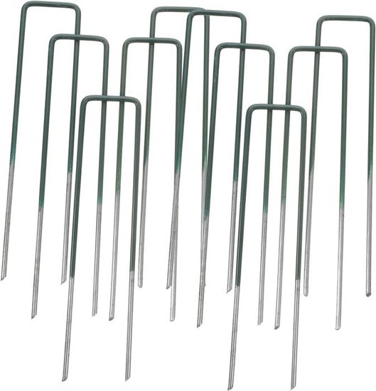 50 Piquets De Jardin GRAXURY En Acier Galvanisé | 15cm X Ø3mm | Pour Toile Anti-Mauvaises Herbes, Filets, Tentes | Avec Crochet De Ramassage