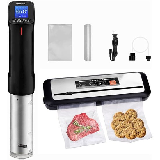 Cuiseur Sous Vide 1000W Thermoplongeur - Réglage Précis 25-90°C, Circulation 360°, Livre Recettes Inclus